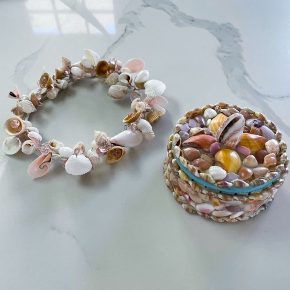 Handmade Seashell Trinket Box and Seashell Wreath
